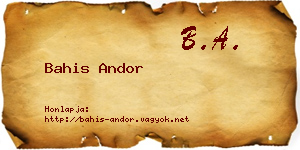 Bahis Andor névjegykártya